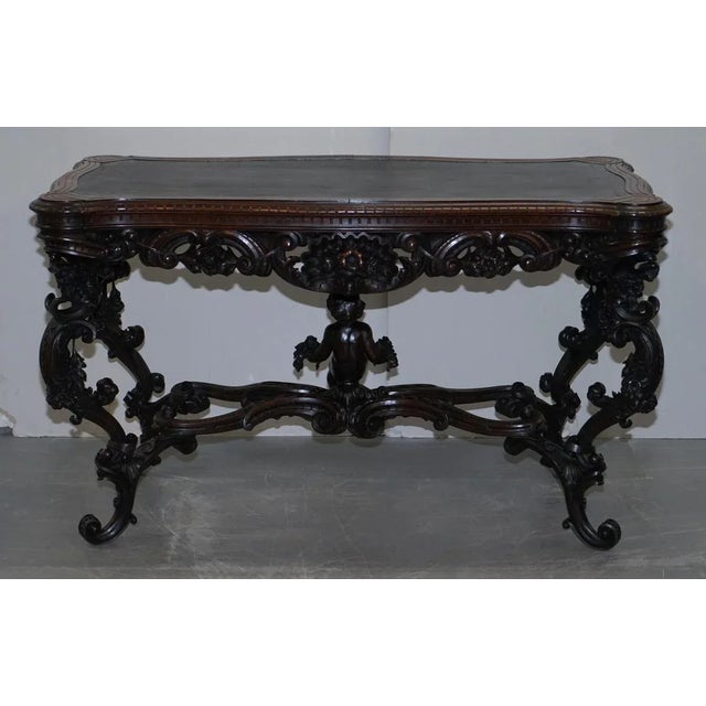 Antique Italian Firenze Cherub Desk Library Table from Angiolo Barbetti For Sale - Image 17 of 18