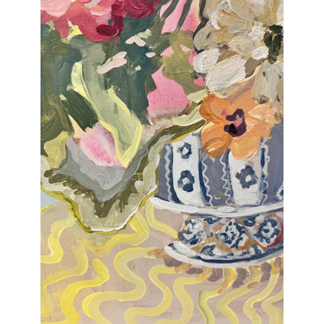 Blue Floral Bouquet Painting For Sale - Image 8 of 13