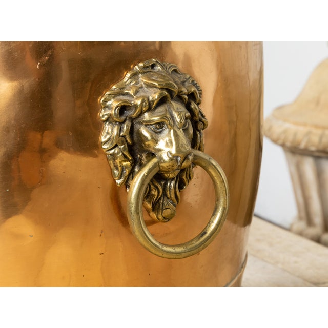 English Turn of the Century 1900s Copper and Brass Planter with Lion Paw Feet For Sale - Image 9 of 10