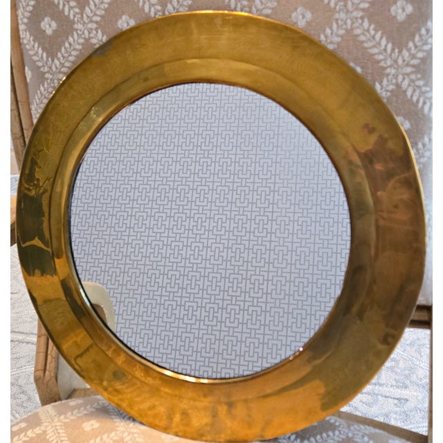 Handcrafted Moroccan Solid Brass Round Wall Mirror, 15.25" Design International For Sale - Image 4 of 8