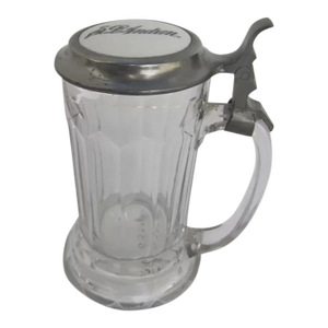 German Glass Pewter Enamel Stein Mug Tankard Glass