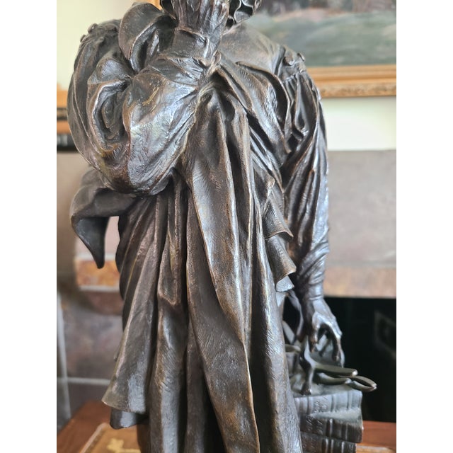 Realism Pierre-Jean David Antique 19th Century Bronze Sculpture Statue of Ambroise Paré For Sale - Image 3 of 18