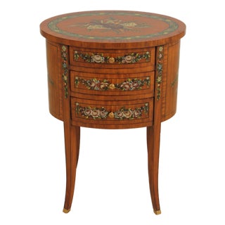 Maitland Smith 3 Drawer Satinwood Louis XV Style End Table For Sale