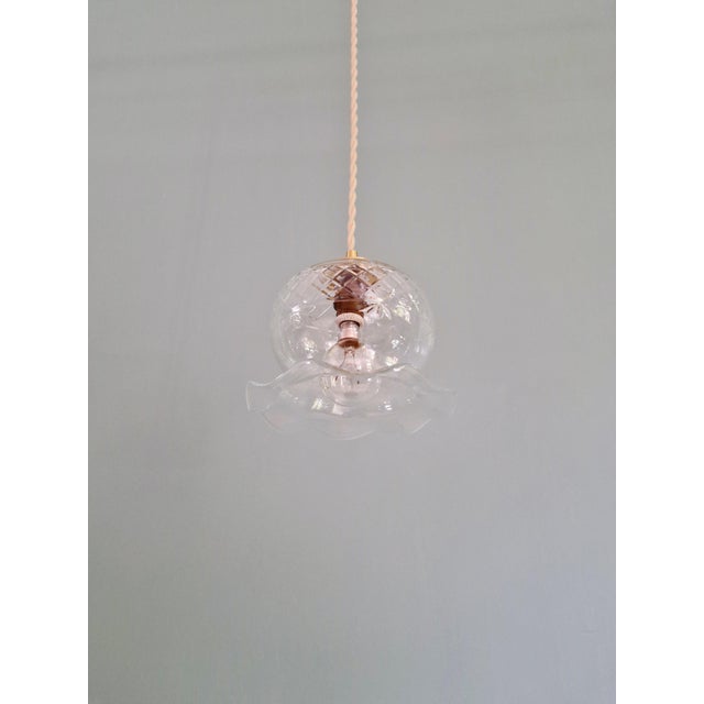 19th Century Scalloped Clear Crystal Pendant Light, 1890s For Sale - Image 5 of 11