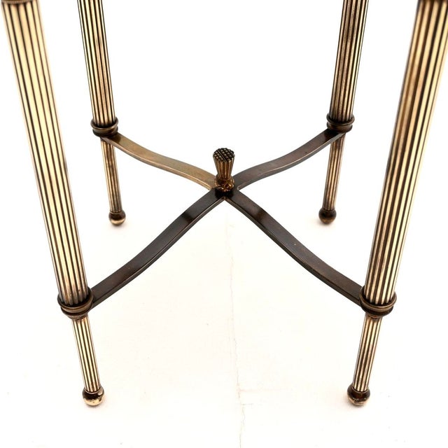 Gold Vintage French Brass and Marble Occasional Side Table, 1950 For Sale - Image 8 of 9