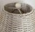 Vintage wicker lamp and shade with intricate overlay design.. White paint.