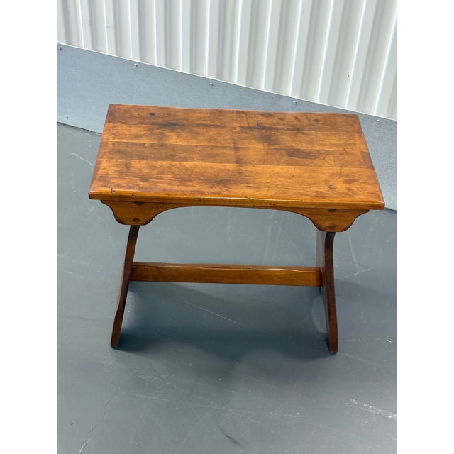 Vintage Vermont Solid Maple Wooden Bench/ Side Table For Sale - Image 11 of 12