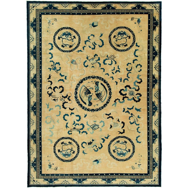 Large Antique Chinese Dragon Rug For Sale - Image 14 of 18