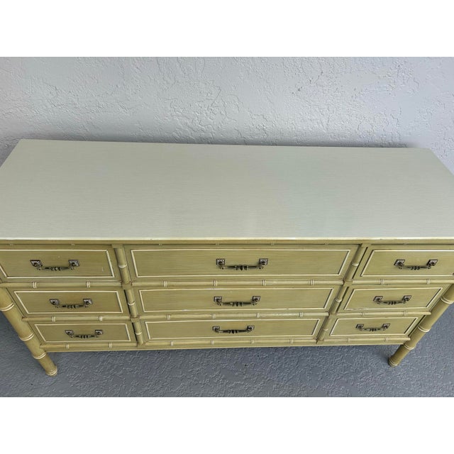 Henry Link Mid 20th Century Henry Link Faux Bamboo Bali Hai 9 Draw Dresser For Sale - Image 4 of 9