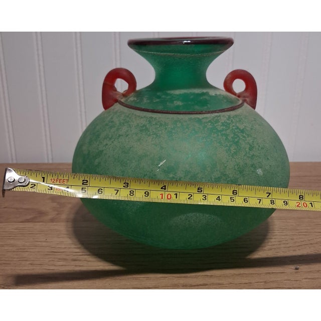 1980s Signed Franco Moretti Salvo Hand Blown Vase Emerald Green For Sale In West Palm - Image 6 of 7