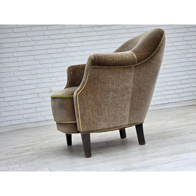 Danish Armchair in Green Furniture Velour, 1960s For Sale - Image 16 of 18