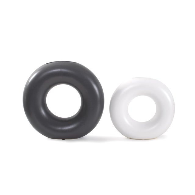 Contemporary Ronde Ring Ceramic Vase- Set of 2 For Sale - Image 3 of 10