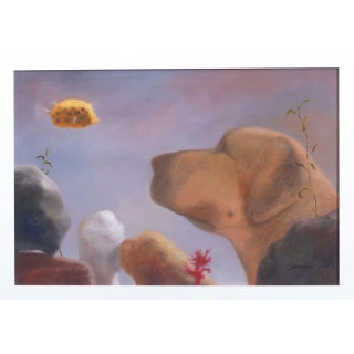 Framed Original Artwork "Boxfish and Great Dane" by Stuart Dunkel For Sale