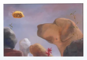 Framed Original Artwork "Boxfish and Great Dane" by Stuart Dunkel