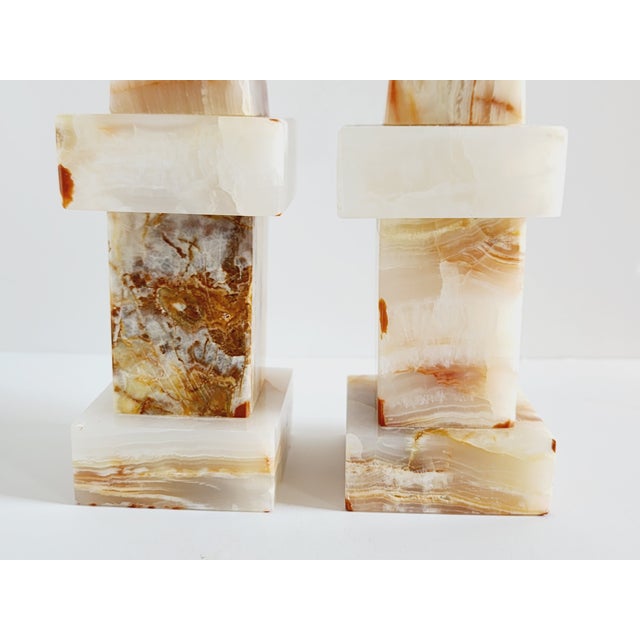 Stone Decorative Onyx Obelisks-A Pair For Sale - Image 7 of 11
