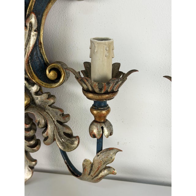 Cream Florentine Palladio Wall Lamps, 1973, Set of 2 For Sale - Image 8 of 15