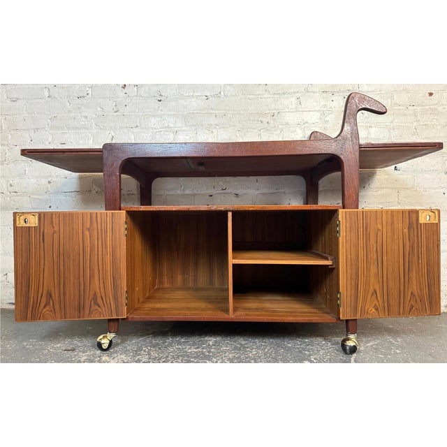 Mid 20th Century Danish Modern Extendable Teak Bar Cart by Falster Møbelfabrik, Attributed For Sale - Image 11 of 14