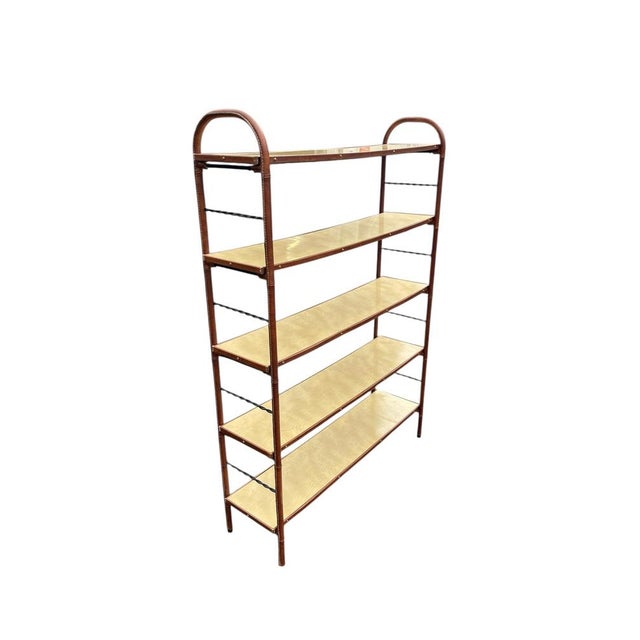 Black Vintage Stitched Leather Bookcase by Jacques Adnet, 1950s For Sale - Image 8 of 8