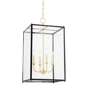 Hudson Valley Lighting Mark D. Sikes Chaselton 4-Light Lantern Pendant, Aged Brass/Darkest Blue