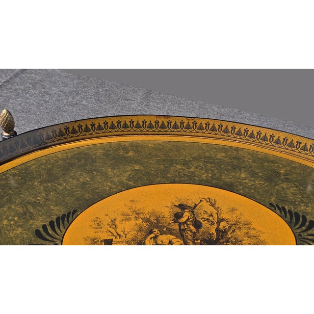 Vintage Hollywood Regency Faux Bamboo Chinoiserie Tole Tray Coffee Table Italy For Sale - Image 10 of 17
