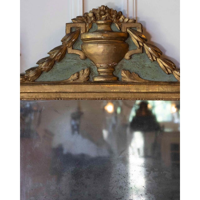 French Louis XVI Giltwood Mirror with Urn & Garland Pediment, 18th c. For Sale - Image 13 of 16
