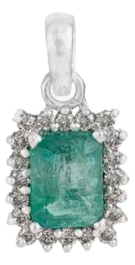 6.4ct Emerald Pendant in 925 Sterling Silver With Diamonds