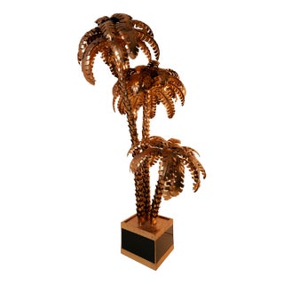 Triple Golden Palm Lamp from Maison Jansen For Sale