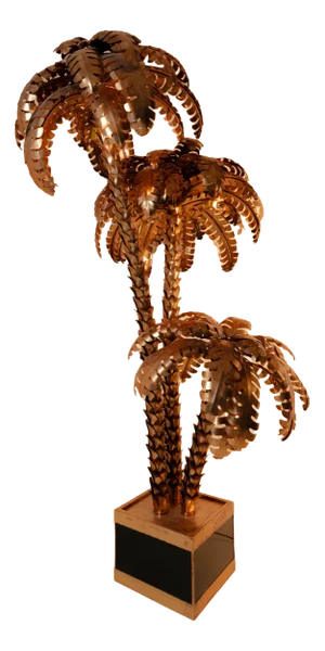 Triple Golden Palm Lamp from Maison Jansen