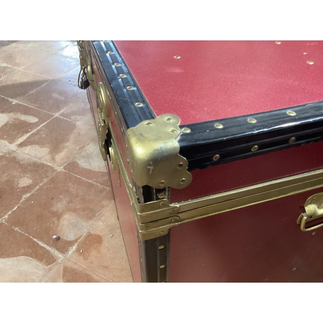 Vintage Wood and Metal Travel Trunk, Italy, 1950s For Sale - Image 9 of 14