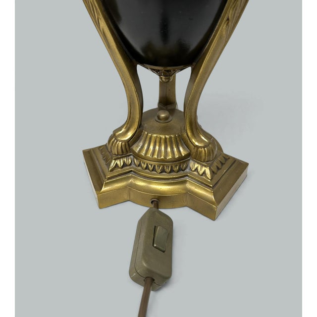Antique Vintage Pair Cobalt Blue Gold Bronzed Porcelain Electric Table Lamps For Sale - Image 6 of 8