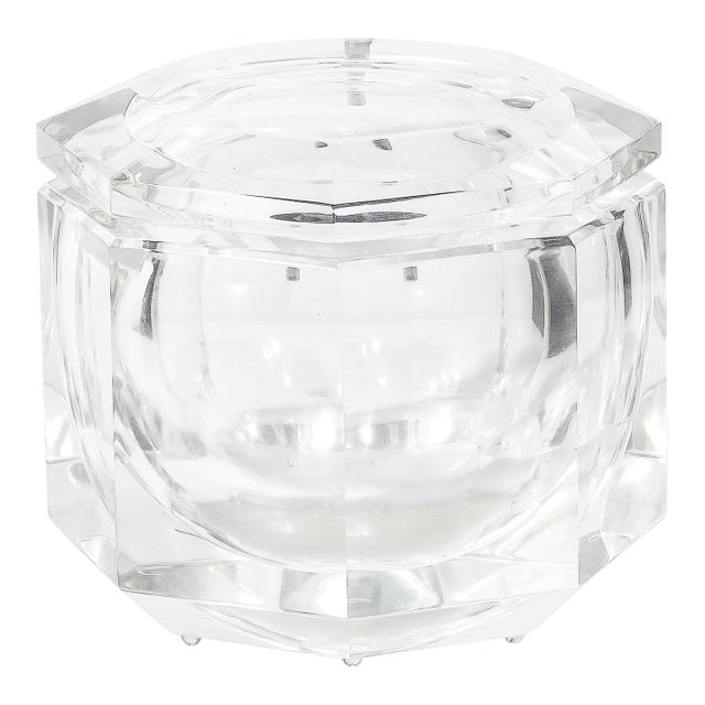 Mid-Century Faceted Swivel Top Lucite Octagon Ice Bucket by Carole Stupell For Sale