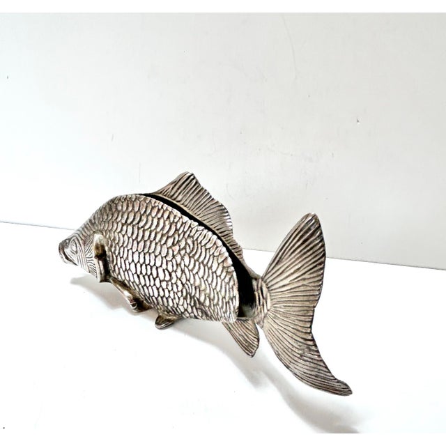 1960s Vintage Silver-Plated Fish Menu Holder or Stand For Sale - Image 5 of 12