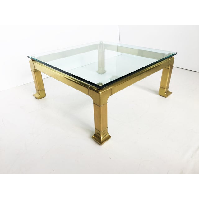 Modern Brass Coffee Table by Mastercraft With Glass Top For Sale - Image 9 of 9