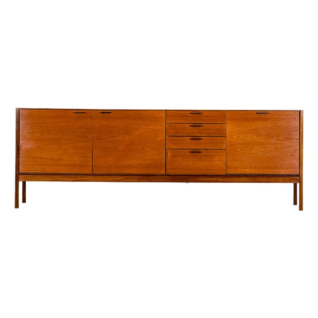 Mid-Century Sideboard with Brown Leather Handles by Meredew, 1960s For Sale
