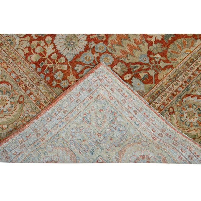 Red Vintage Persian Tabriz Handmade Wool Rug For Sale - Image 12 of 13