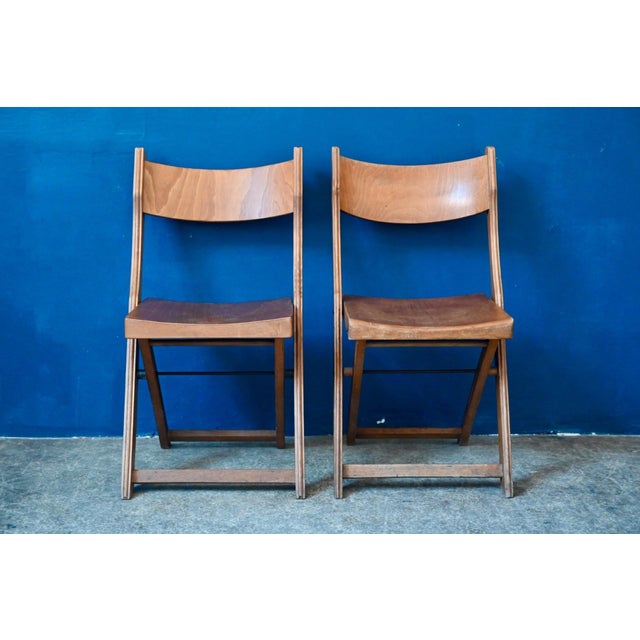 Vintage Wooden Folding Chairs, 1950s, Set of 2 For Sale - Image 3 of 10