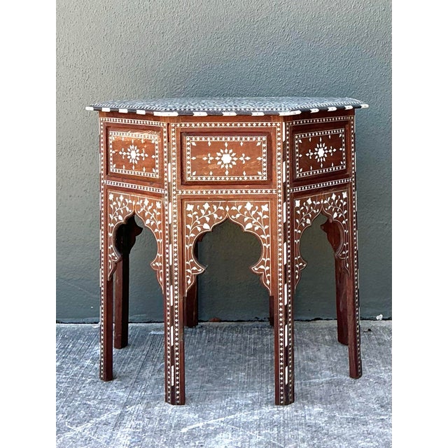Vintage Boho Octagon Inlay Table For Sale - Image 10 of 12