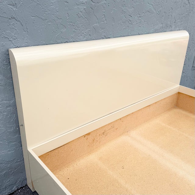 Postmodern Cream Lacquer Laminate King Size Bed Frame For Sale - Image 4 of 9