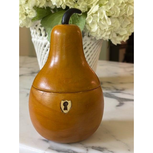 Antique Pear Shaped tea caddy without key ORIGIN: England CIRCA: Early 19th Century, exact age unknown MAKER'S MARK: None...
