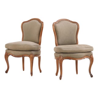 Graceful Pair of Louis XV Style Side Chairs, C. 1930. For Sale
