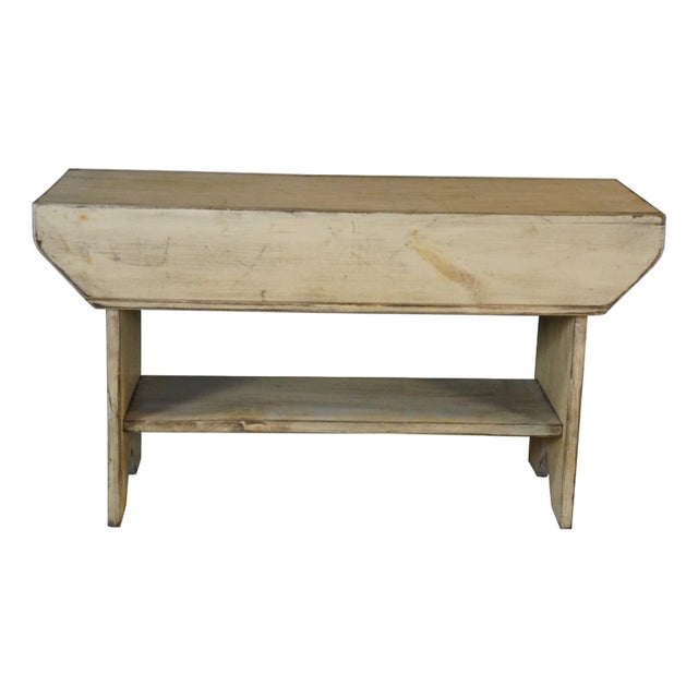 20th Century Rustic Primitive Outdoor Pine Farmhouse Patio Bench Stool Seat 33" For Sale