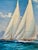 Original oil on canvas by artist Matt Thomas of a striking nautical scene capturing two majestic racing yachts under full...