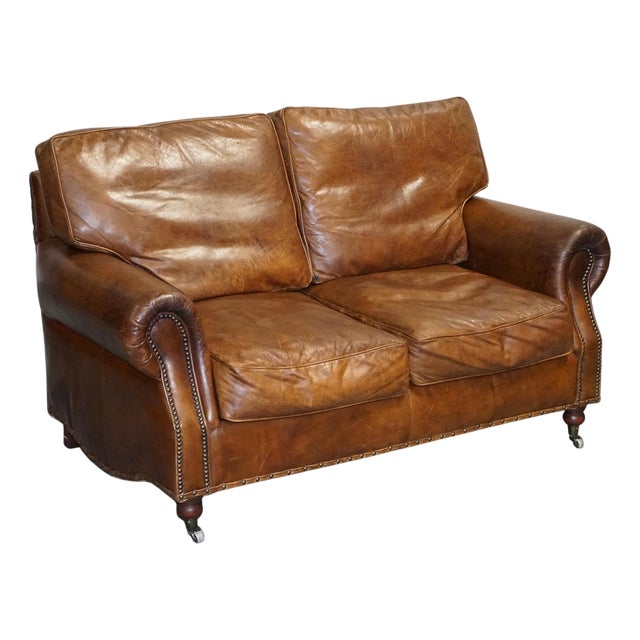 Halo Balmoral Heritage 2-Seater Sofa in Brown Leather from Timothy Oulton For Sale
