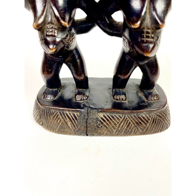 Wood African Luba Headrest With Carved Twins For Sale - Image 7 of 7