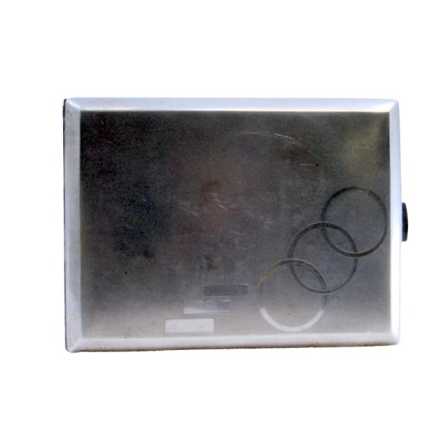 Matte Silver Cigarette Case with Geometric Figures and Gilt Interior For Sale - Image 10 of 10