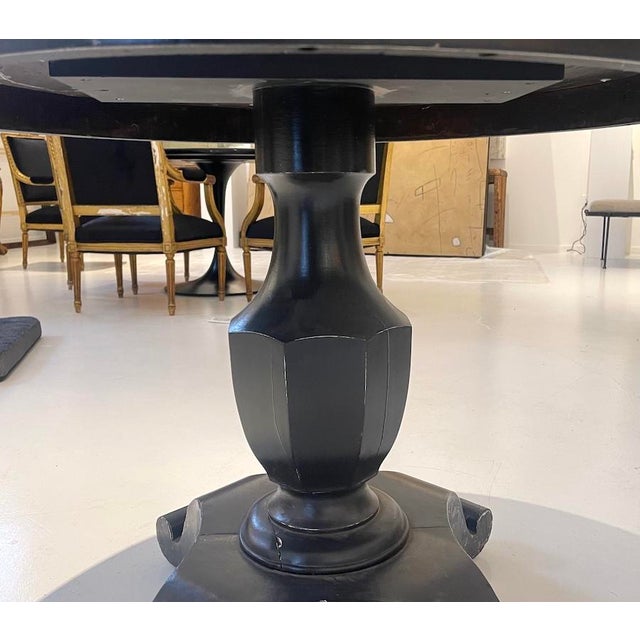 Early 20th Century Antique Painted Pedestal Table, Round Center Table With Sculptural Base For Sale - Image 5 of 8