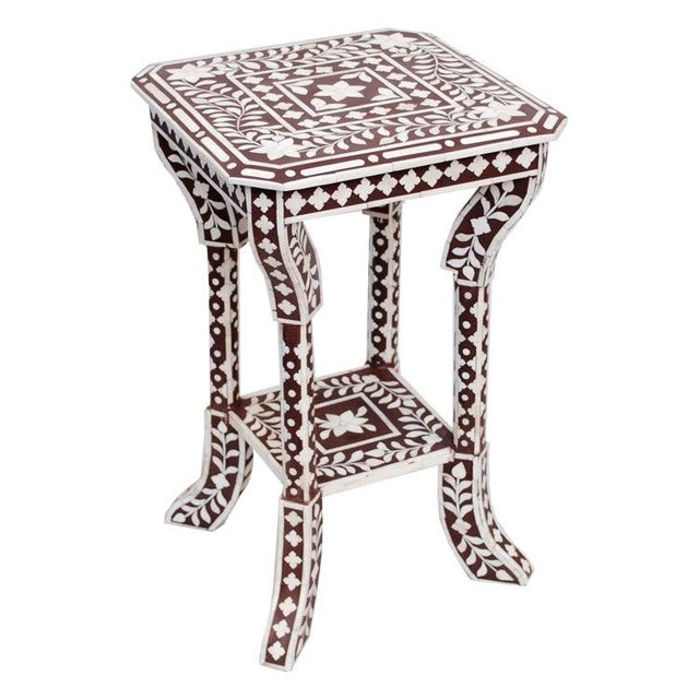 Indian Bone Inlay Side Table | Chairish
