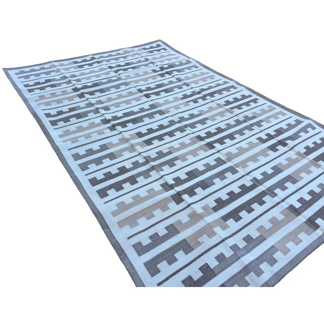 Not Yet Made - Made To Order Handmade Cotton Rug, Natural Vegetable Dyed, Beige and White Marianne Rug - 6'x9' For Sale - Image 5 of 12