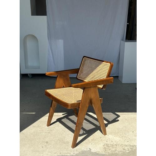 Natural Wood Cane Office Chair For Sale - Image 9 of 18