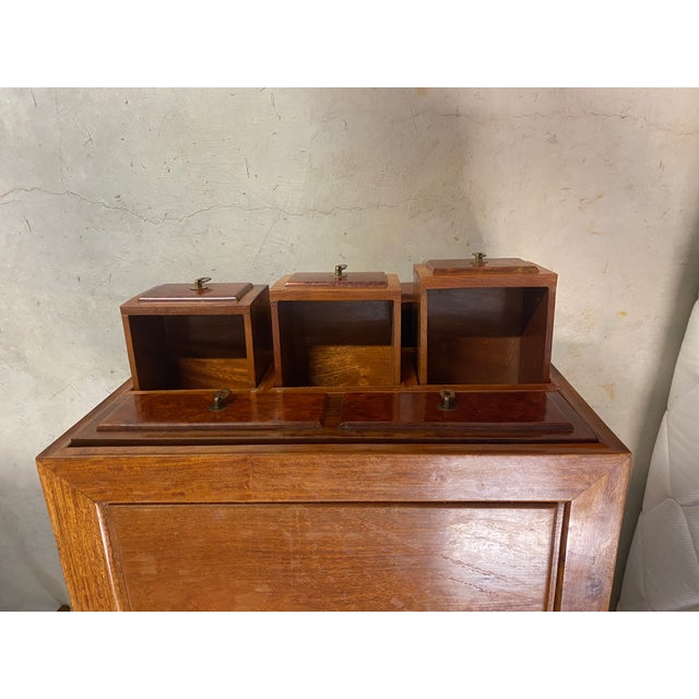1980s Pair of Vintage (1983) Bespoke Hong Kong Rosewood Chinese Apothecary Storage Chests / Nightstands For Sale - Image 5 of 8